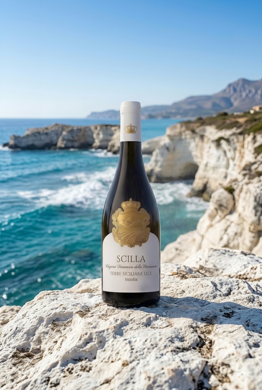 Scilla — Inzolia tra scogliere calcaree e mare cristallino blu salmastro